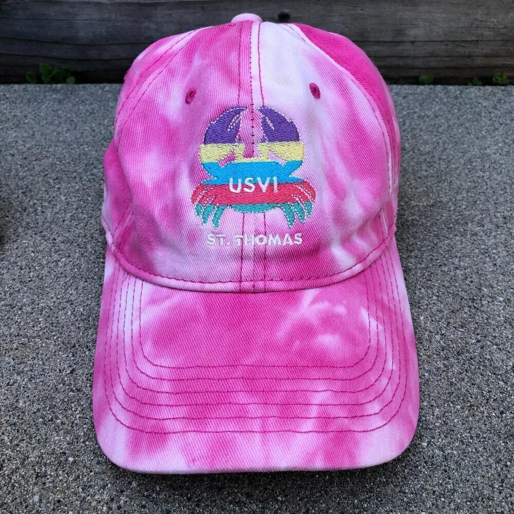 US Virgin Islands St Thomas Hat Women's Tie Dye USVI Adjustable Cap Pink​​​